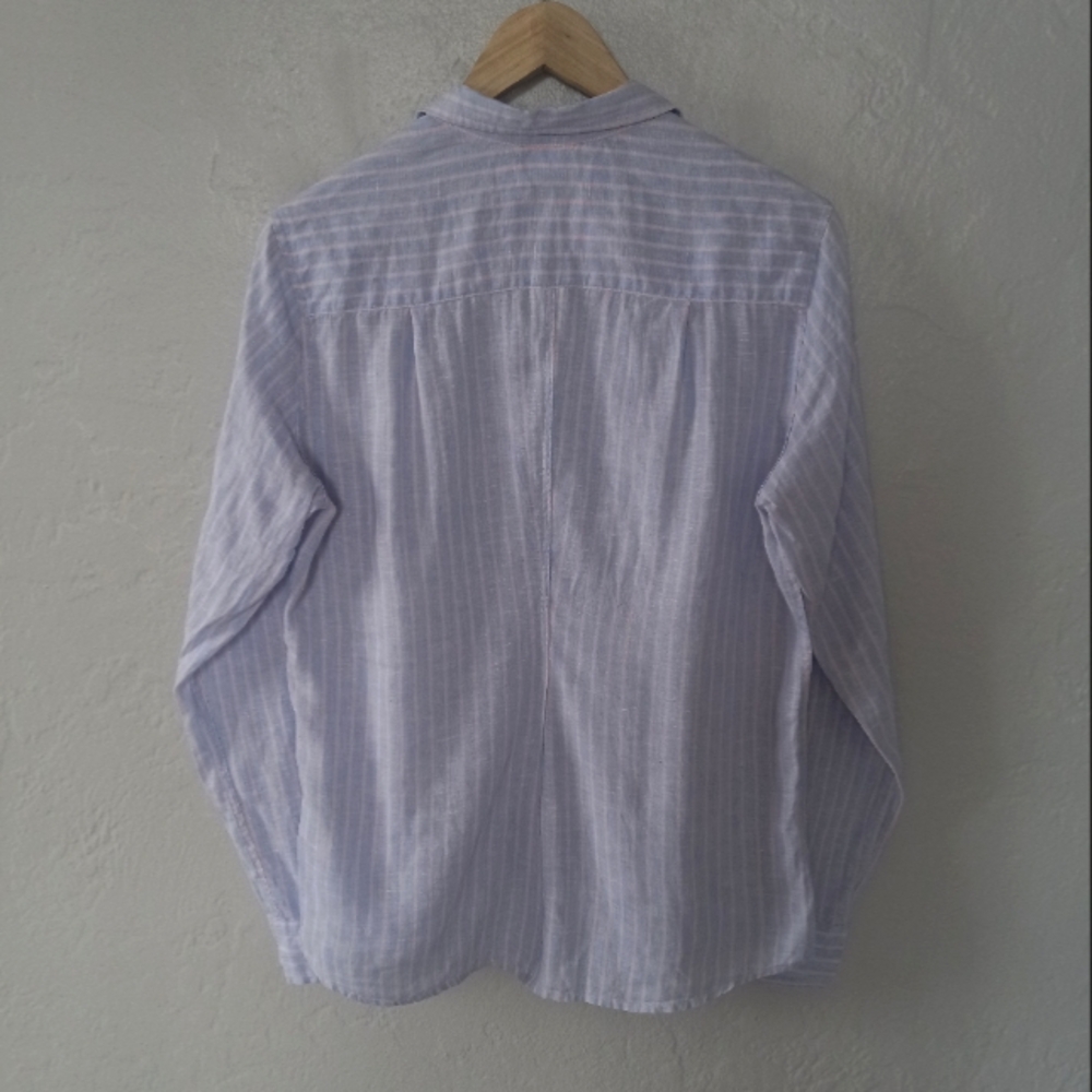 Frank & Eileen Barry Linen Blue Pink Stripe L - Picture 6 of 13